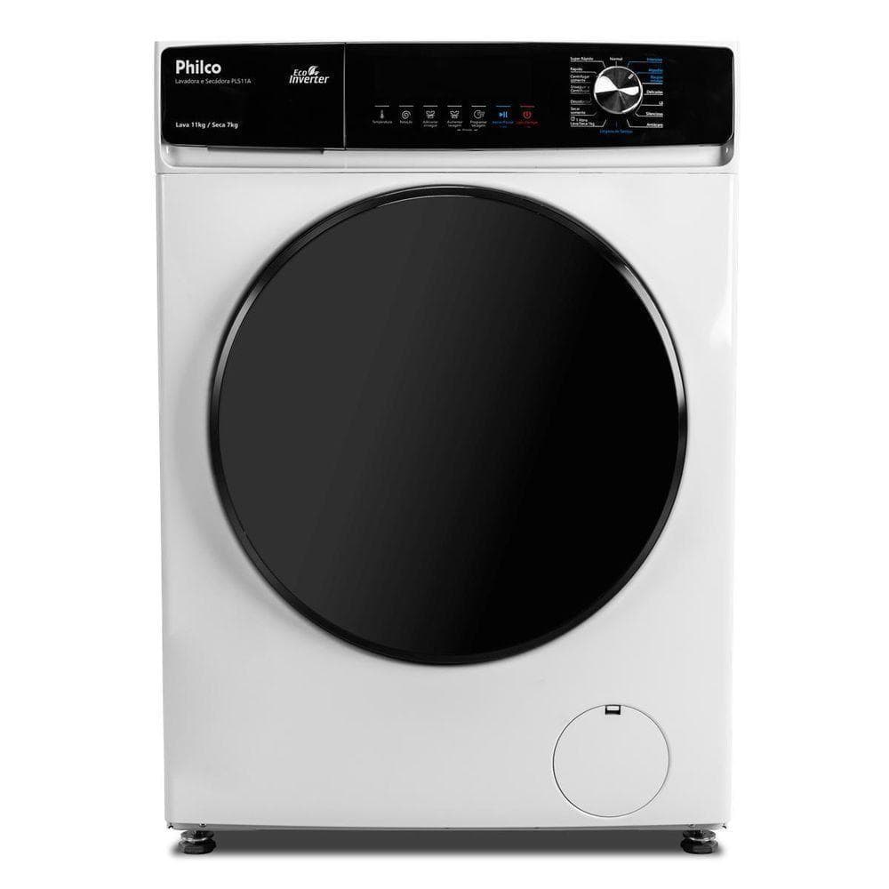 Lavadora e secadora Philco Eco Invertplus 16 programas, branca e preta, 11kg, 220V