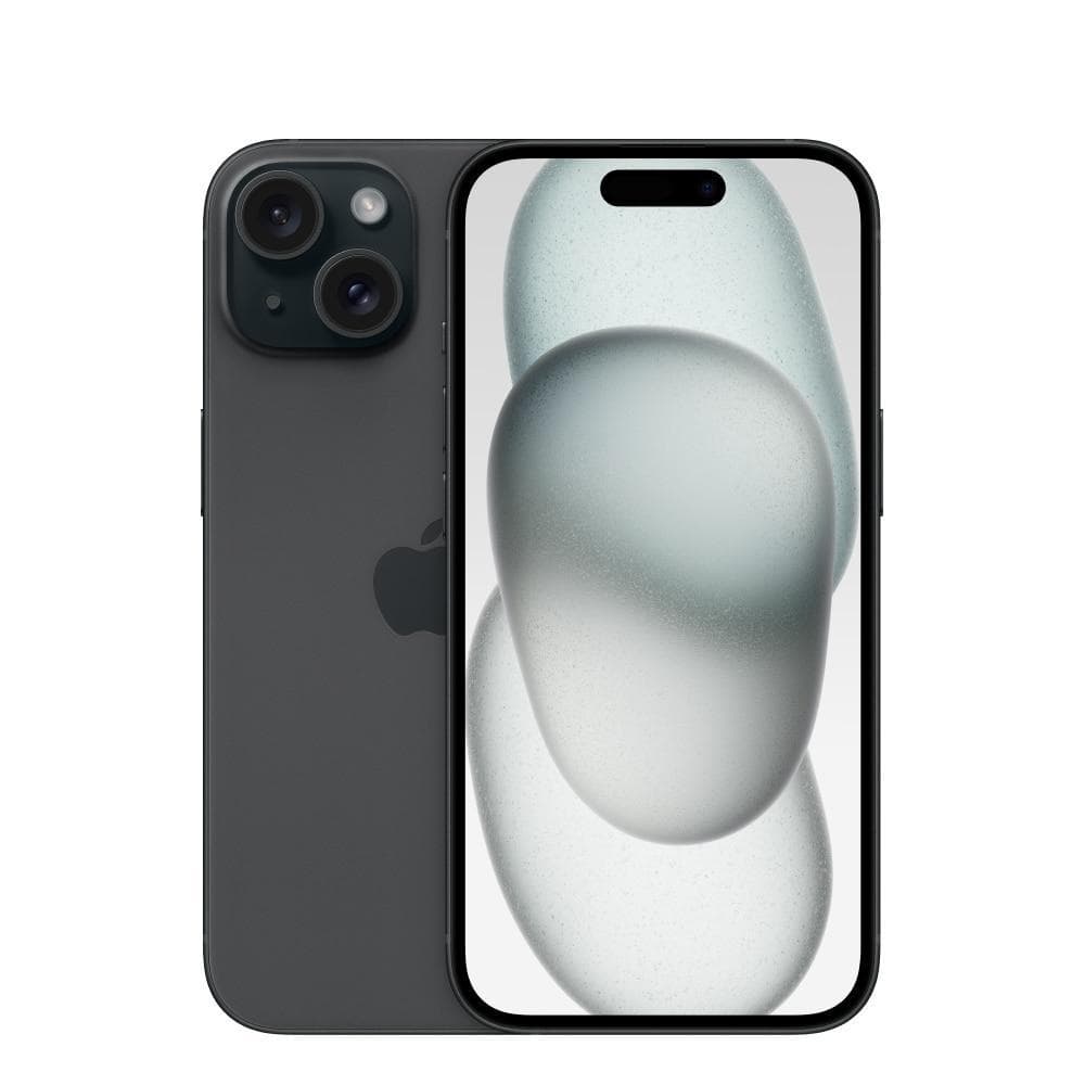 Imagem do iPhone 15 128GB Preto com reflexo abstrato na traseira