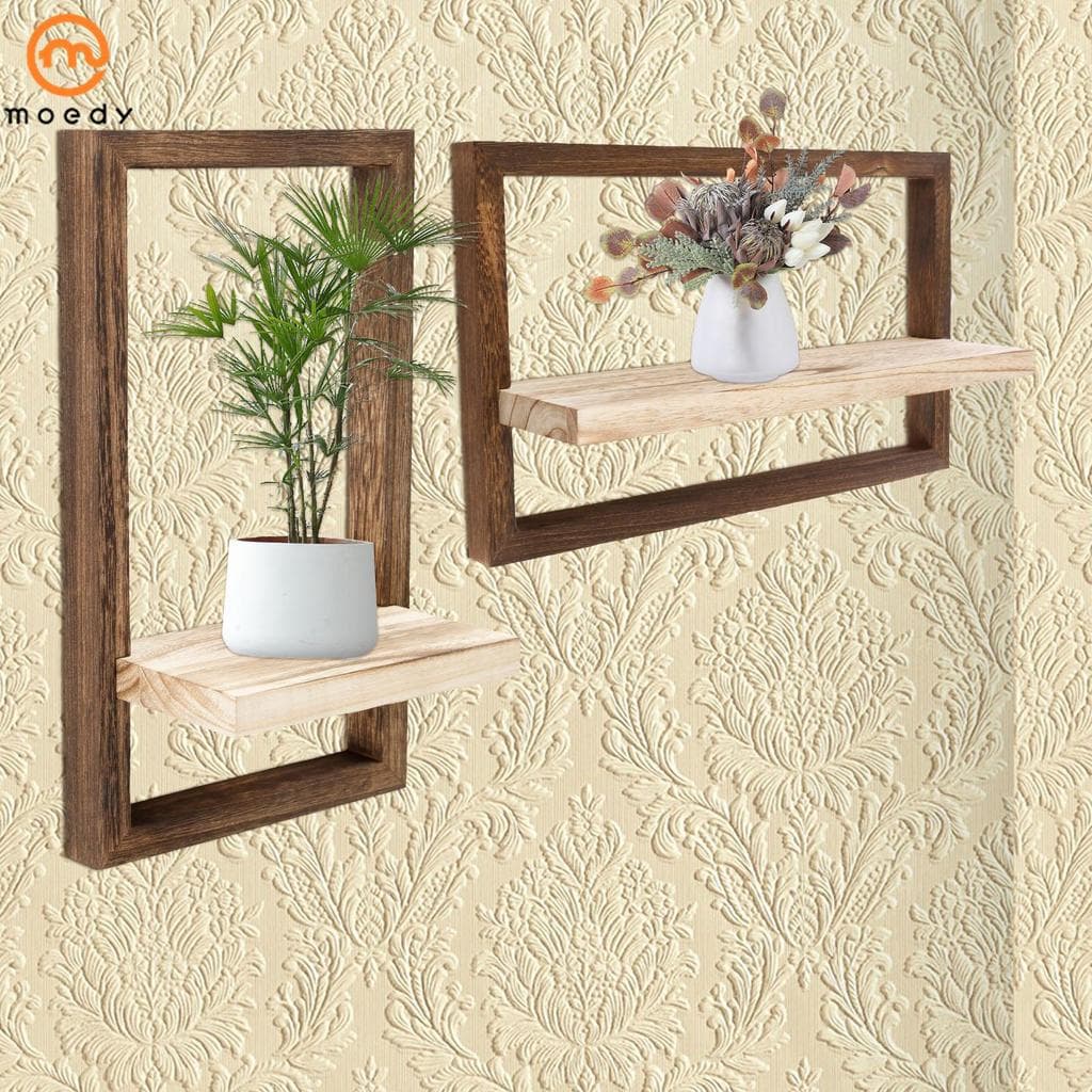 2 Pçs Prateleiras Flutuantes Decorativas Emoldurado Pendurado Prateleira Quadrada Flutuante De Parede Para Sala Estar Qu