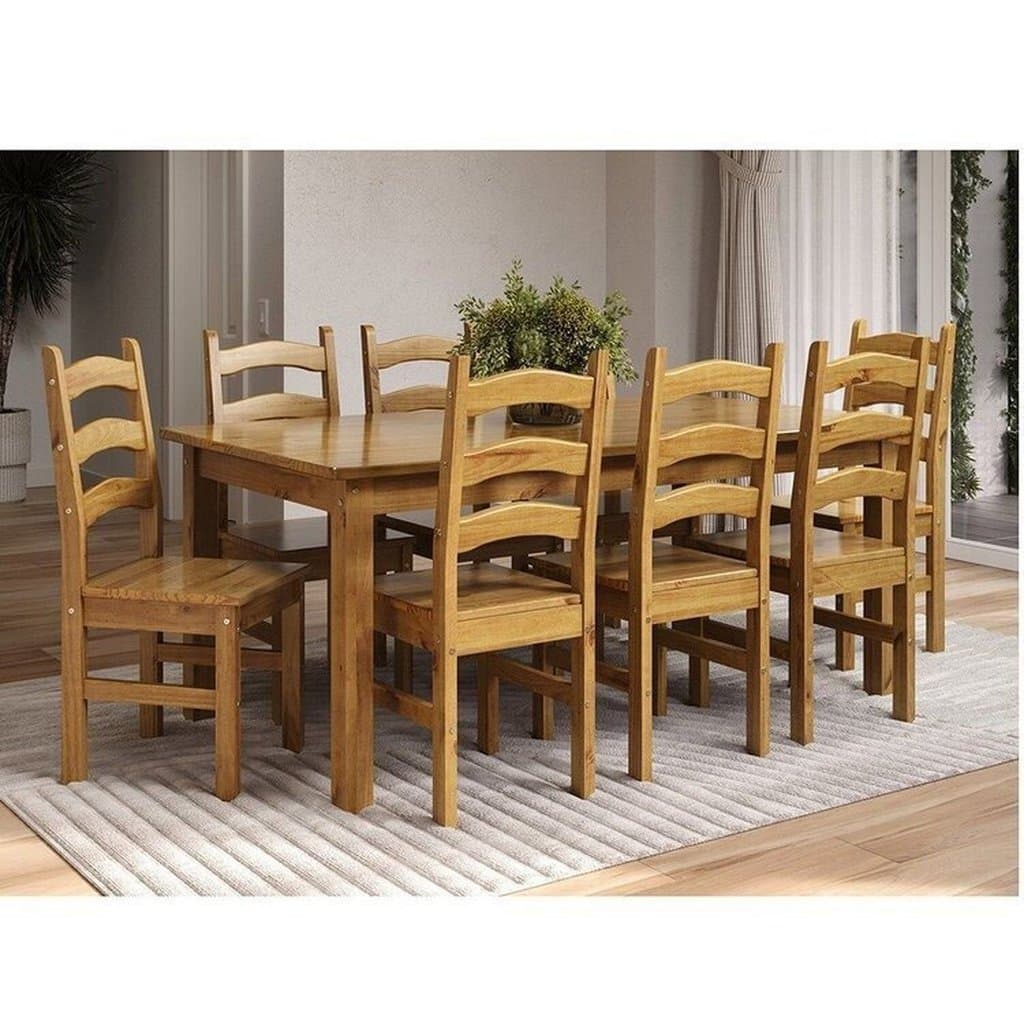 Conjunto de mesa de jantar e cadeiras de madeira maciça Napoli Espresso Móveis