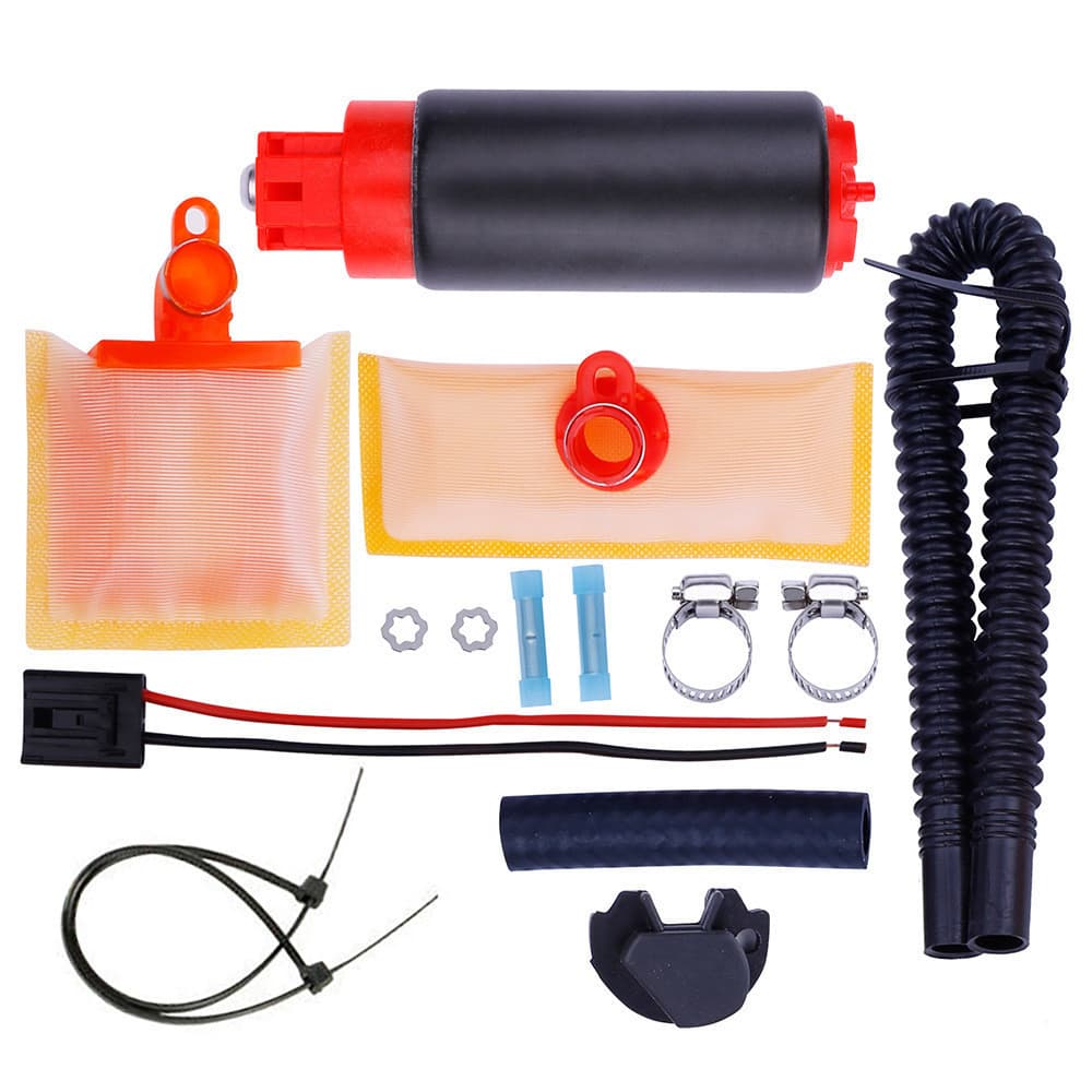 Kit de bomba de combustível elétrica para carro 340LPH com E85, bomba vermelha e preta, filtros e mangueiras