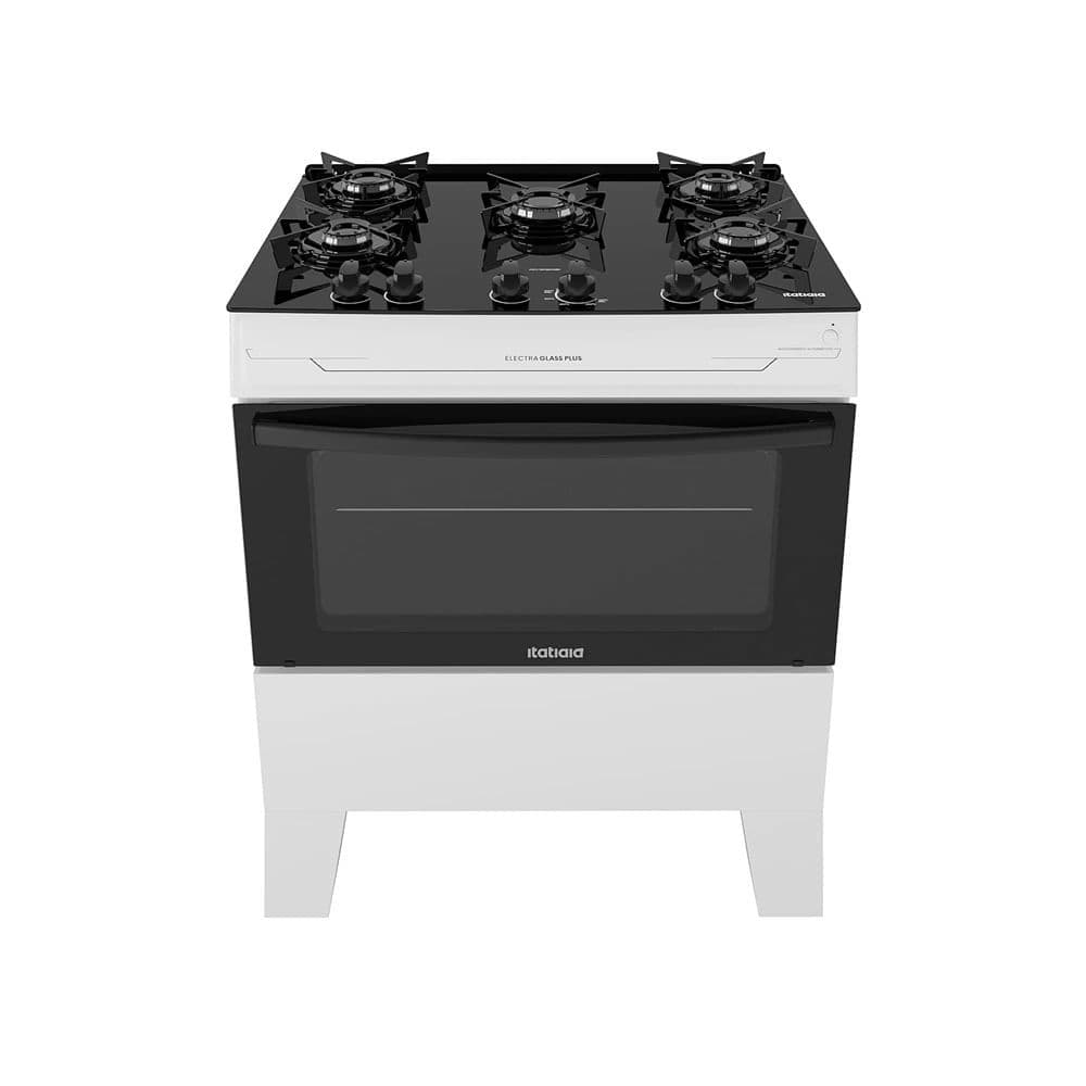 Fogão de piso Itatiaia 5 bocas Electra Glass Plus branco e preto
