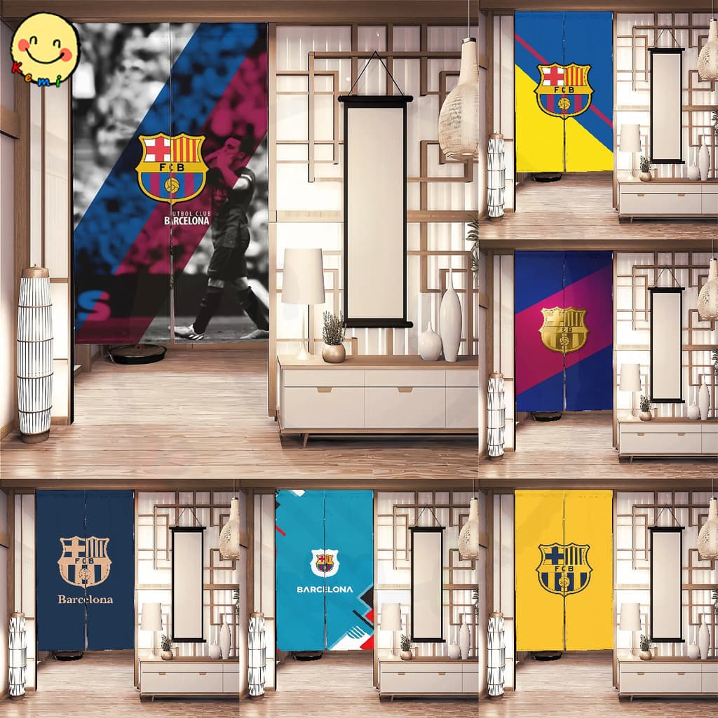 Painel De Cortina De Porta FC Barcelona 34x56in , Cortinas Blackout Com Isolamento Térmico Painéis De Privacidade Latera