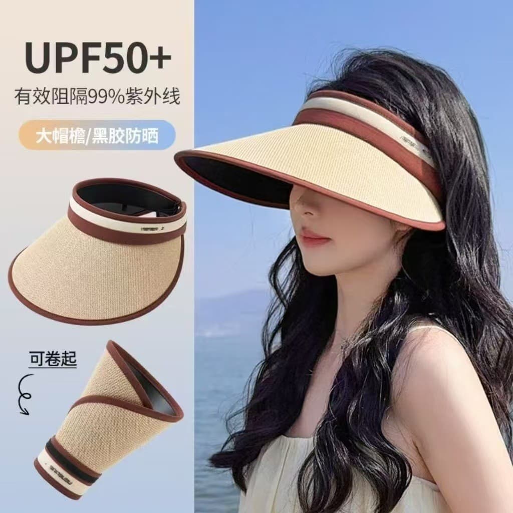 Chapéu de verão feminino com aba, novo modelo, proteção solar, cobertura facial, proteção UV.