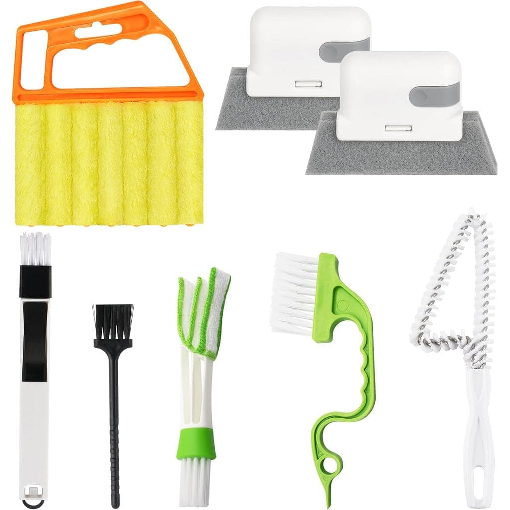 Kit ferramentas limpeza venezianas Openfly com escova amarela e esfregão cinza