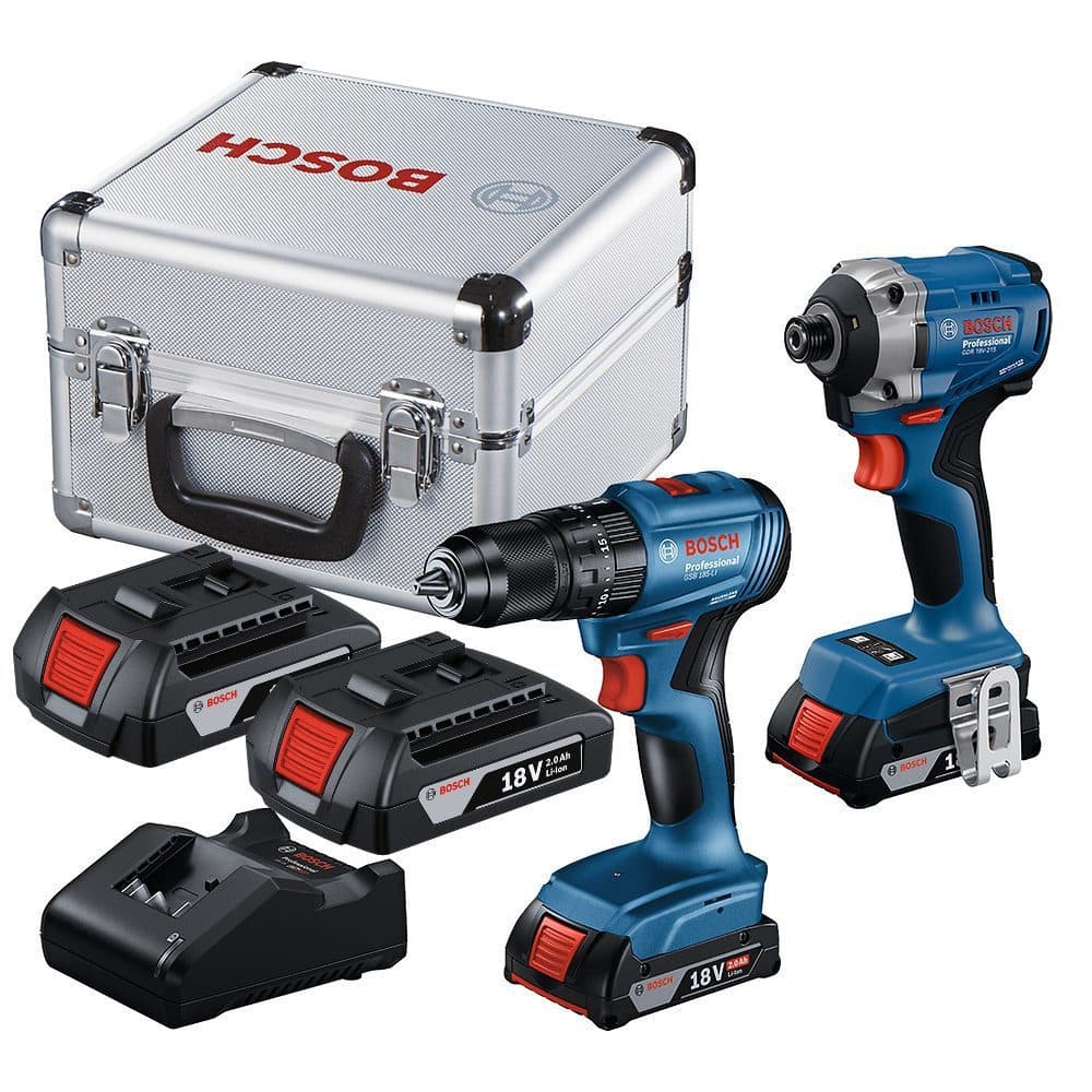 Parafusadeira de Impacto GSB 185-LI + Parafusadeira de Impacto GDR 18V-215 Maleta e 2 Baterias BOSCH