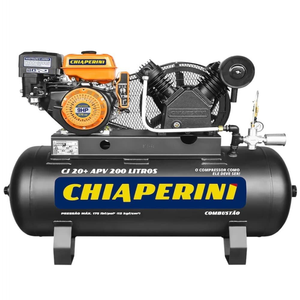 Compressor de ar a gasolina 9HP 175lbs Chiaperini 200 litros