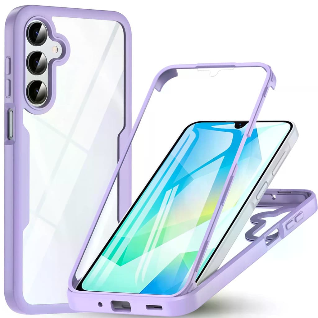Capa transparente para celular Samsung Galaxy A17 A27 A37 A57 A07 A06 A16 A26 A36 A56 A05 A05S A15 A25 A35 A55 A14 A54 A24 A34 A06 A05 A07 M36 Cap violeta