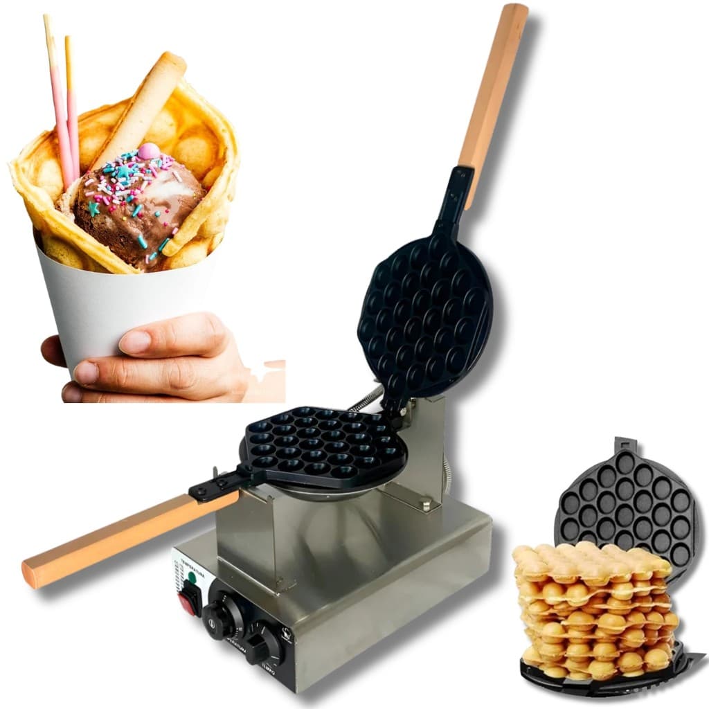 Máquina de Waffle Bubble Cone Profissional Sobremesas Inox