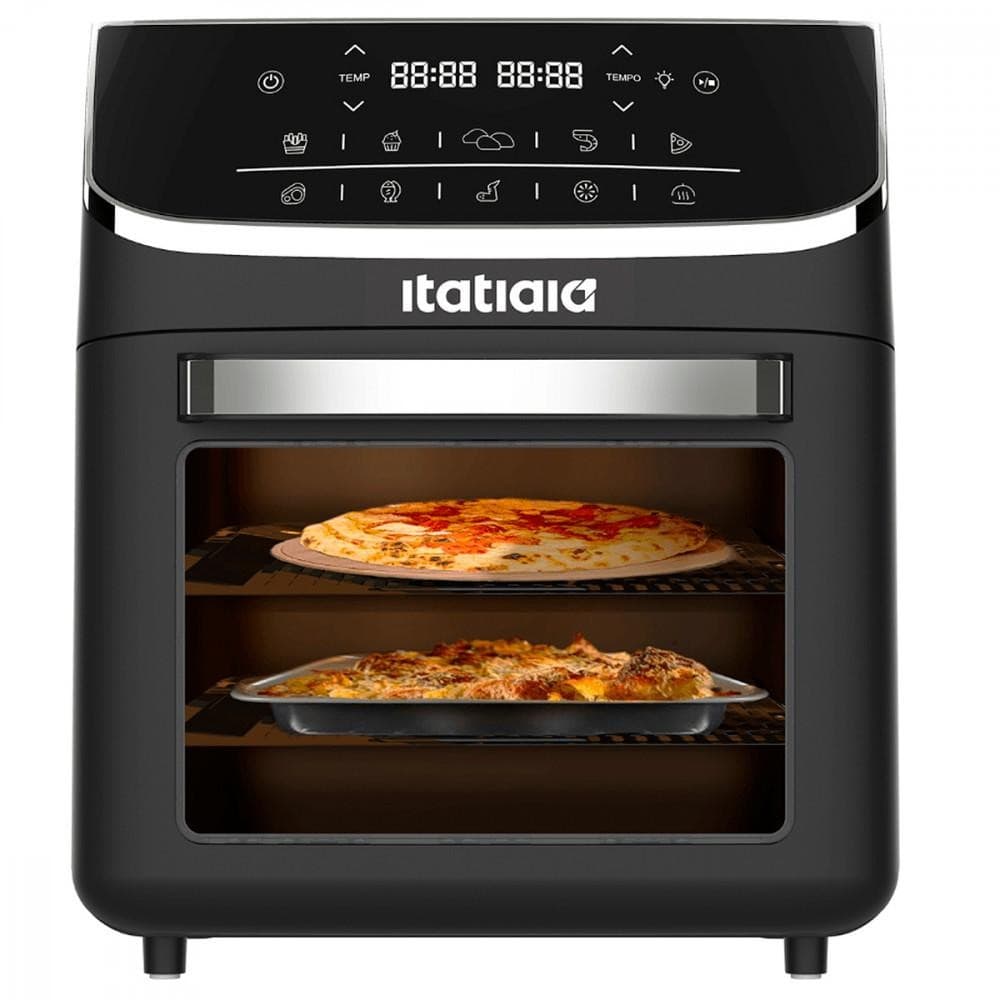 Fritadeira Elétrica Air Fryer Forno Oven Itatiaia Digital 12L 127 com pizzas assando