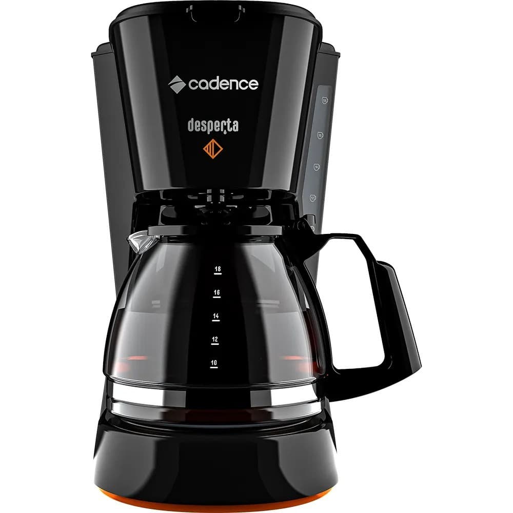 Cafeteira Elétrica Desperta Cadence 18 Cafés 750ml Preta com Logotipo e Texto