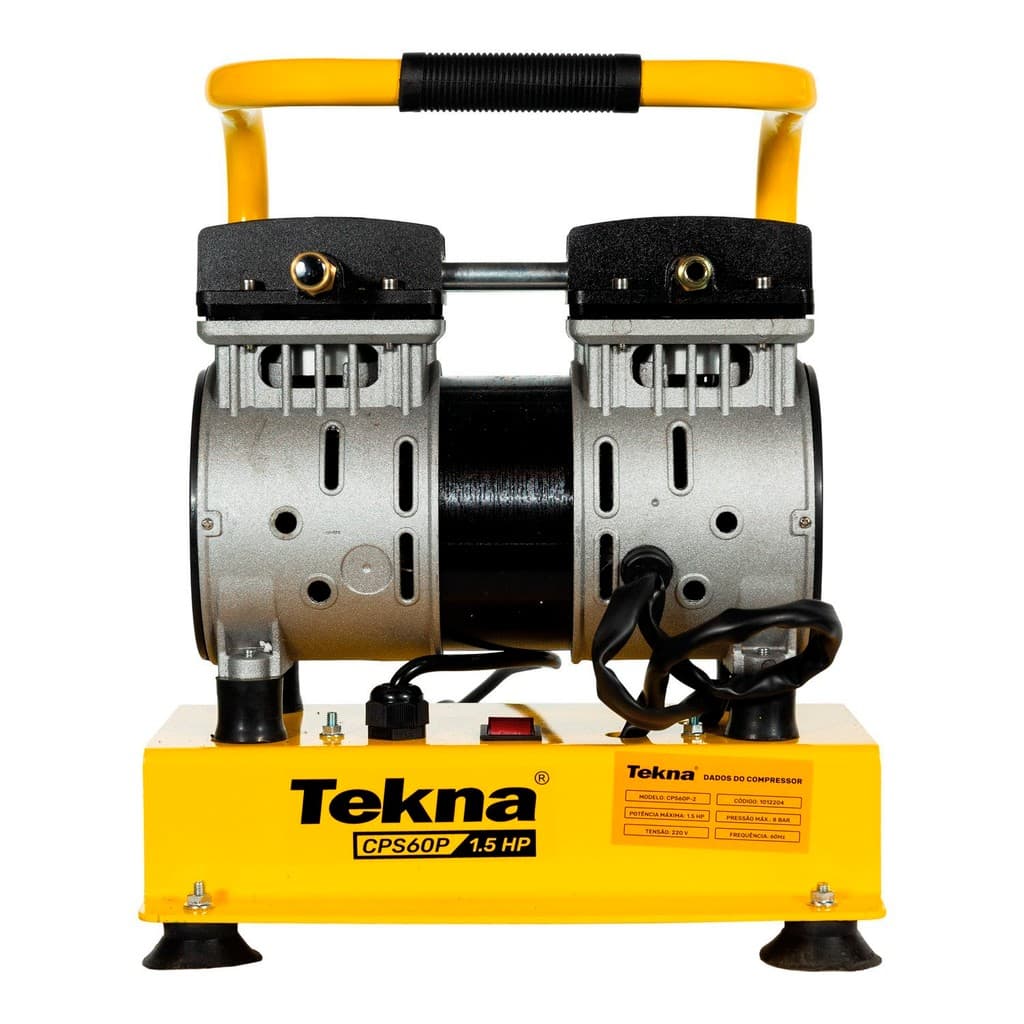 Compressor de Ar Silencioso Tekna CPS60P 1,5 HP sem Reservatório Motor Elétrico