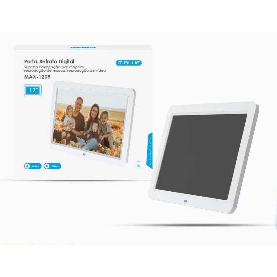 Porta Retrato Digital 12 Pol Usb Card Sd Com Controle Remoto IT-BLUE