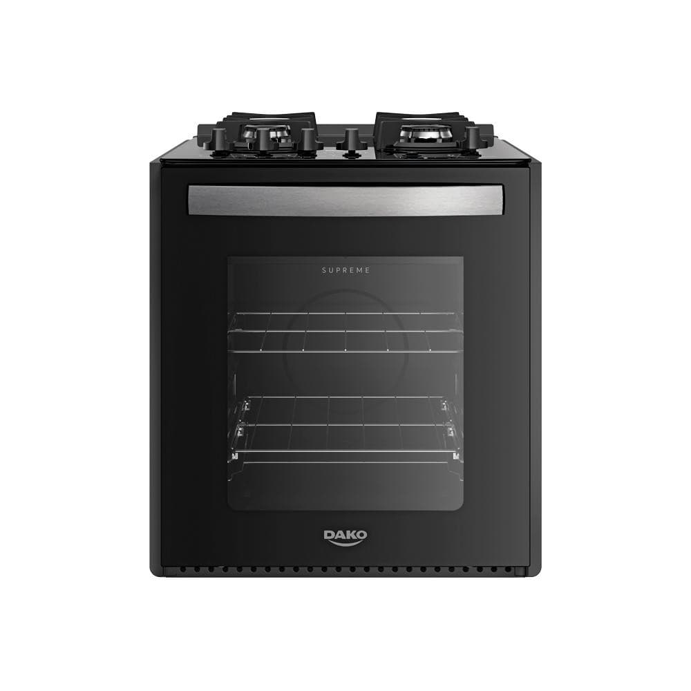 Fogão de embutir preto Dako Supreme com quatro bocas, mesa de vidro e bivolt
