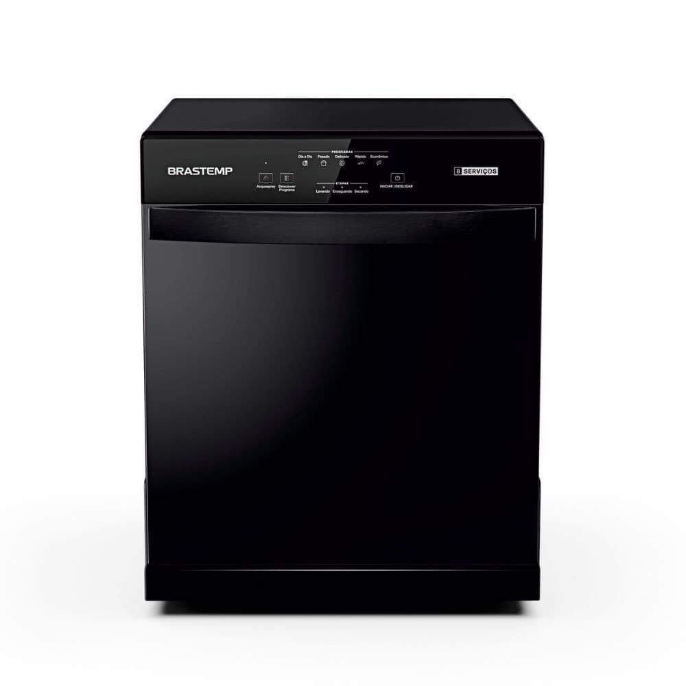 Lava-louças Brastemp BLF08AE preto, 8 serviços, alta eficiência