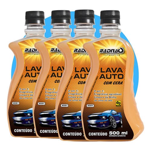 4 garrafas de shampoo automotivo com cera Radnaq 500 ml