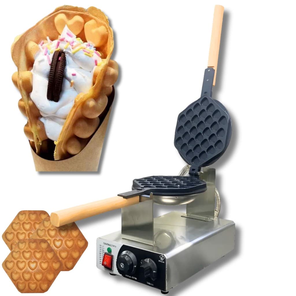 Maquina Waffle Bubble Coração Profissional Antiaderente 220v