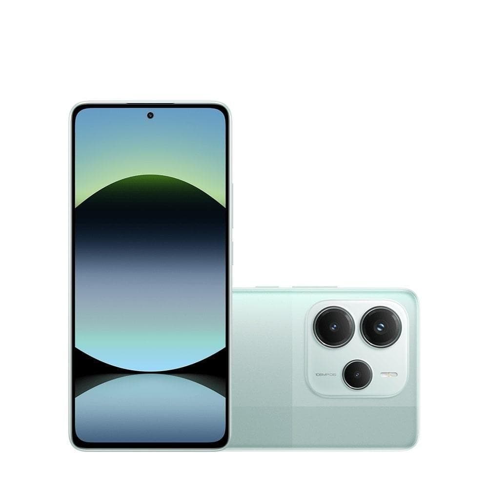 Smartphone Xiaomi Redmi Note 14 5G 8+8GB + 256GB, Verde, frente e verso