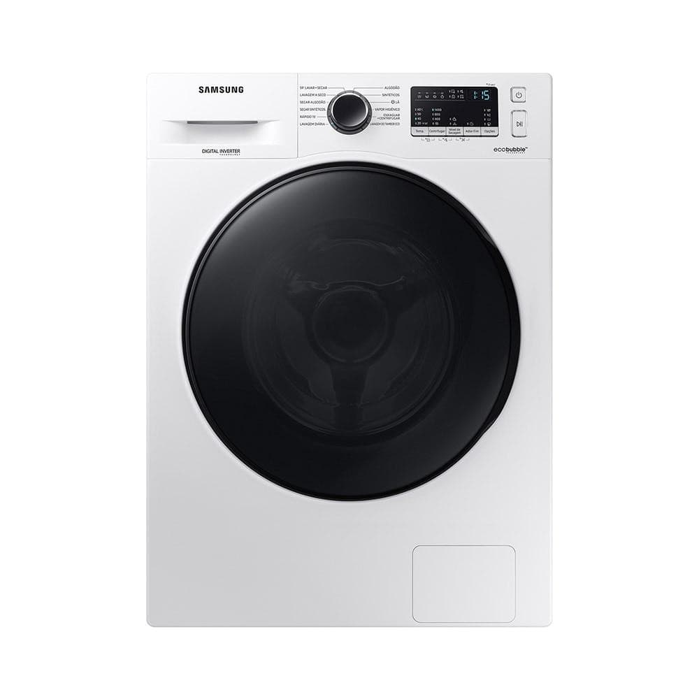 Lavadora e secadora Samsung 11kg branca com controles digitais