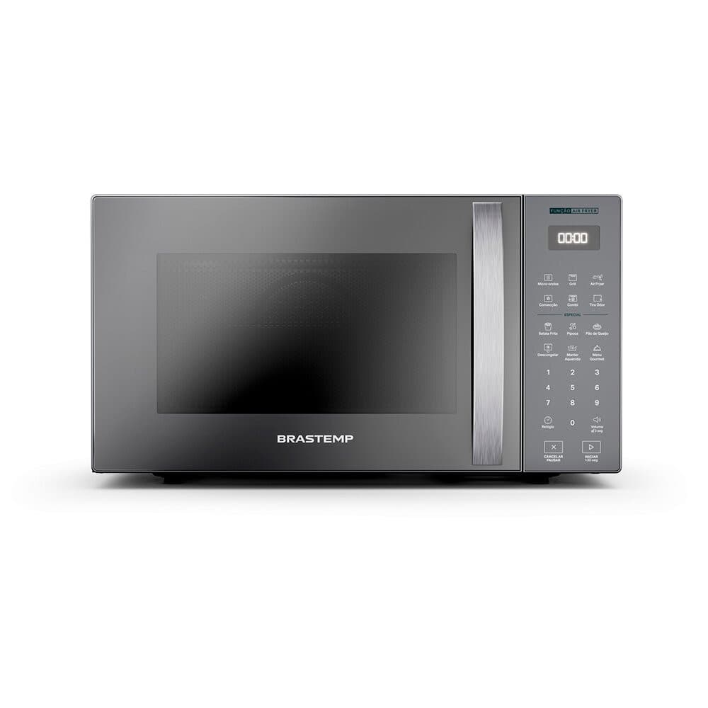 Micro-ondas Brastemp com Tecnologia Air Fryer Inox 29 Litros - BMC29AR, aço inoxidável, 29 litros, desligado