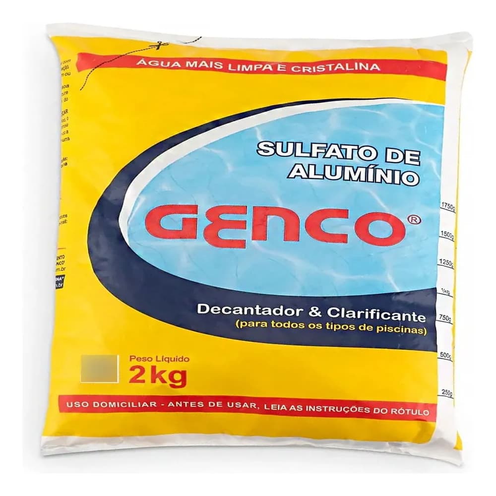 Sulfato de Alumínio Genco 2 kg – Decantador e Clarificante Produto para limpeza de piscinas, limpa piscina, limpeza
