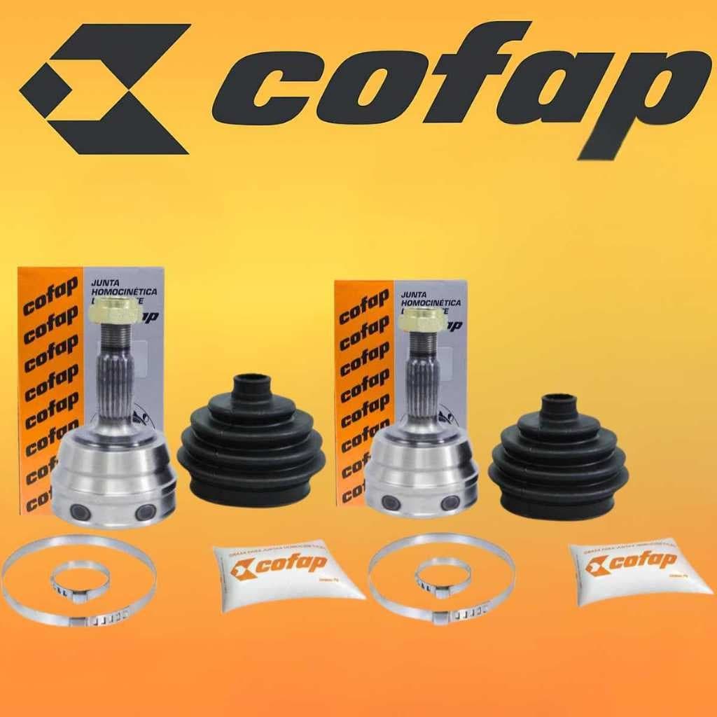 Conjunto de peças automotivas Cofap, juntas homocinéticas e buchas, fundo laranja