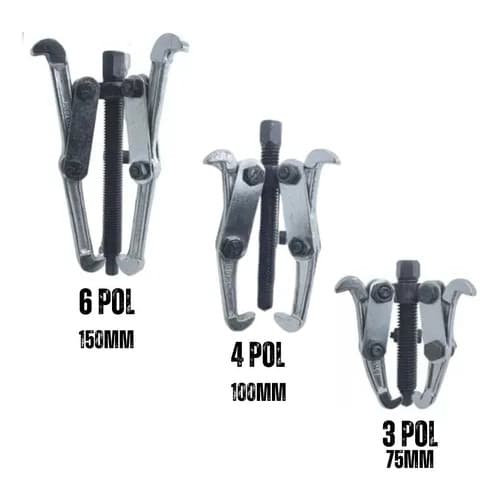 Kit com 3 sacas polia rolamentos 75mm 100mm 150mm 3 garras para extrair polias