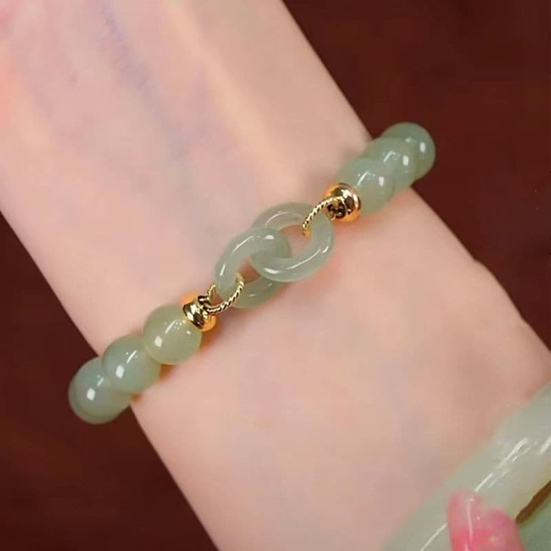 1 peça de pulseira elegante para homens e mulheres com contas de vidro brancas e verdes, acessório de vestuário diário, 