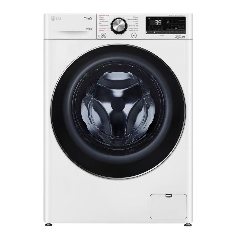 Lavadora e secadora inteligente LG VC2 14kg branca, AIDD, Wi-Fi, Google Assistente ThinQ, CV9014WC2A