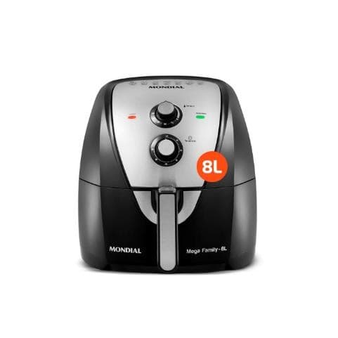 Fritadeira Mondial Air Fryer AFN 80, 8 litros, preto e cinza, vista frontal