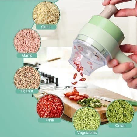 Triturador Elétrico 4 Em 1 Sem Fio Cortador 200ml Legumes Verduras Cozinha Restaurante Casa Prático