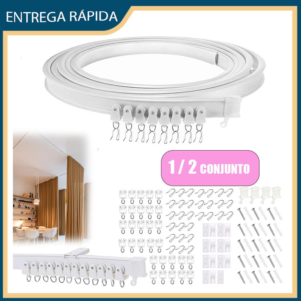 5/10M Trilho Simples Guia Cortina de Curva flexível Teto Cortineiro Branco Para Sala, Quarto e Escritorio