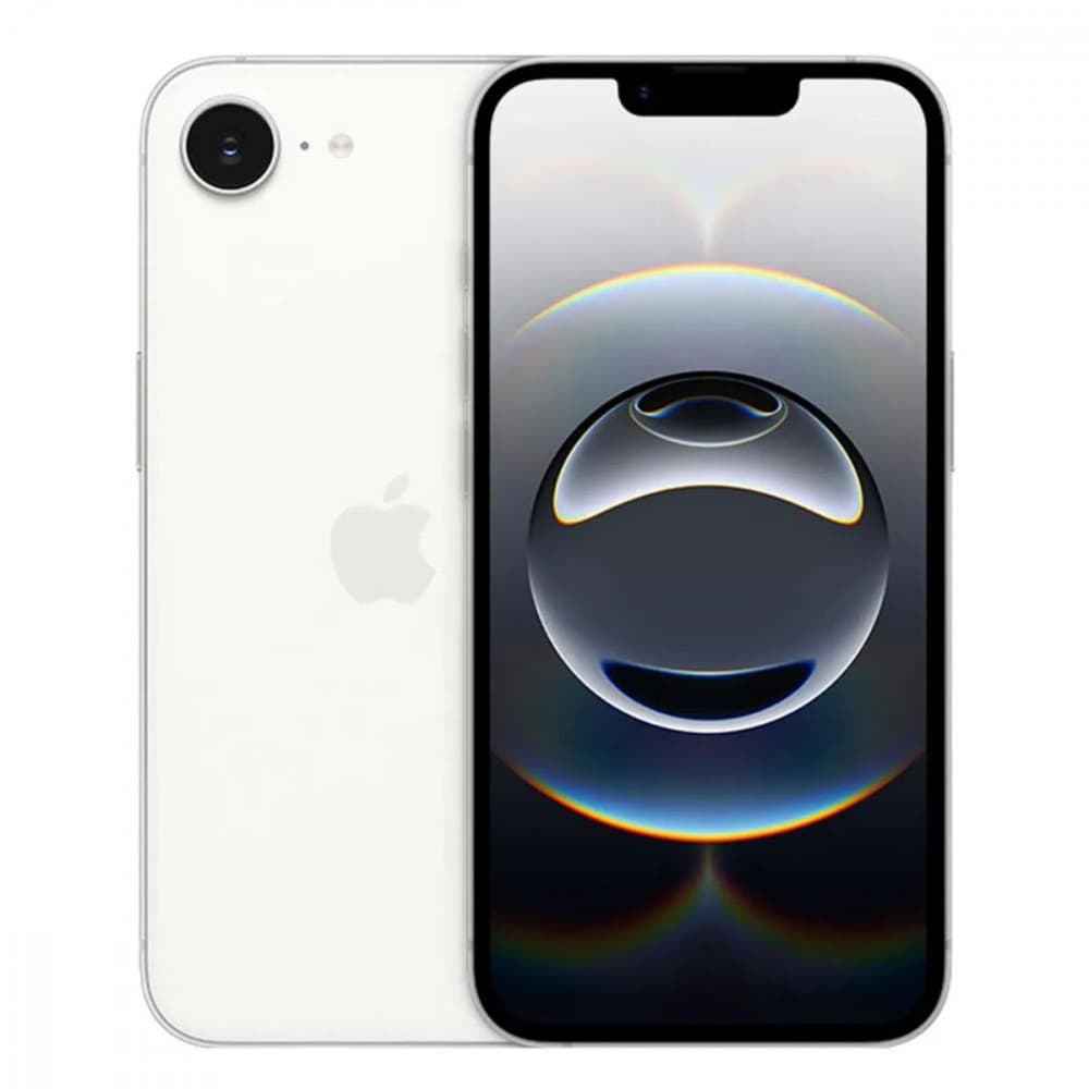 iPhone 16E 5G 128GB branco em display com reflexão de luz