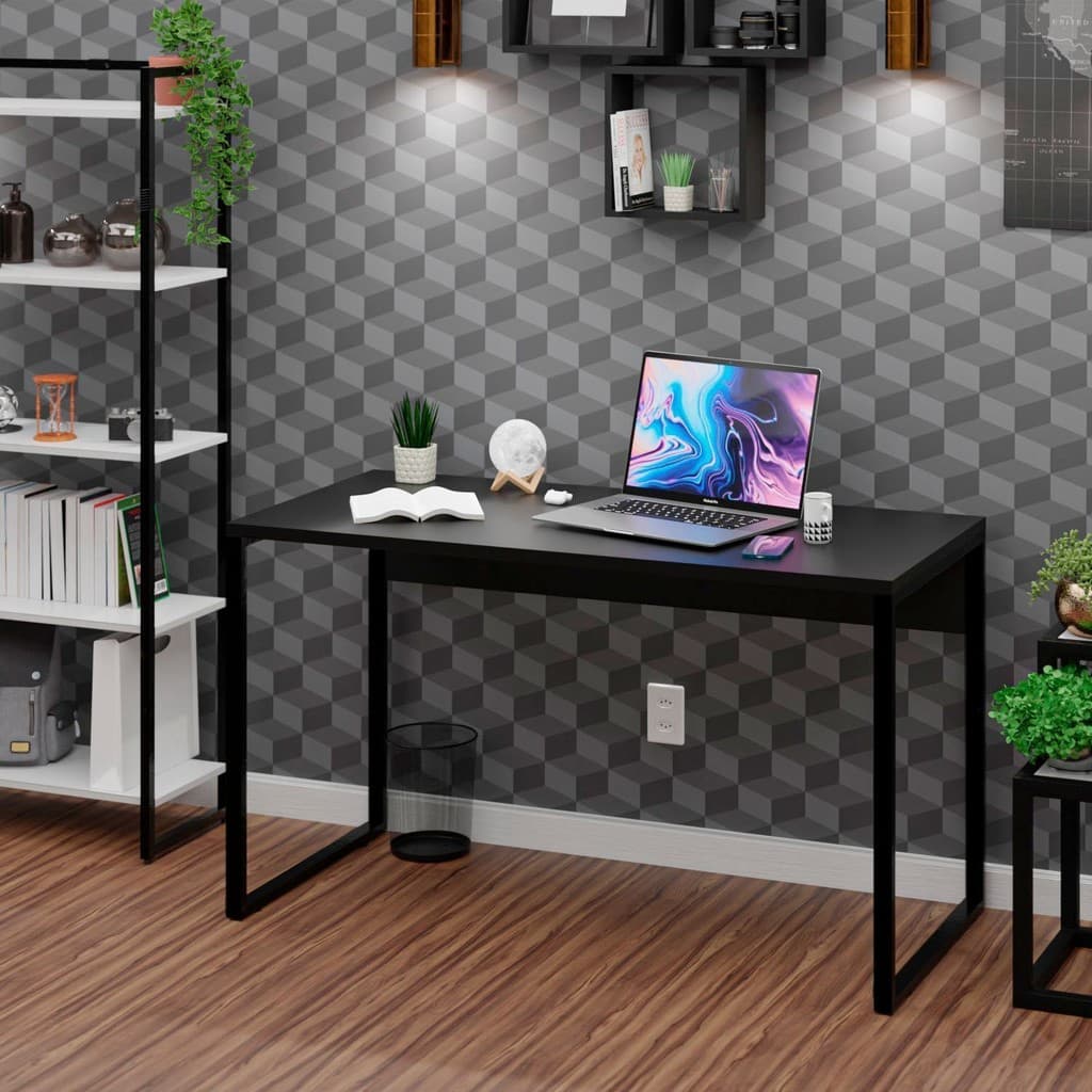Escrivaninha Mesa Escritório Escrivaninha Diretor Estilo Industrial 135cm Preto