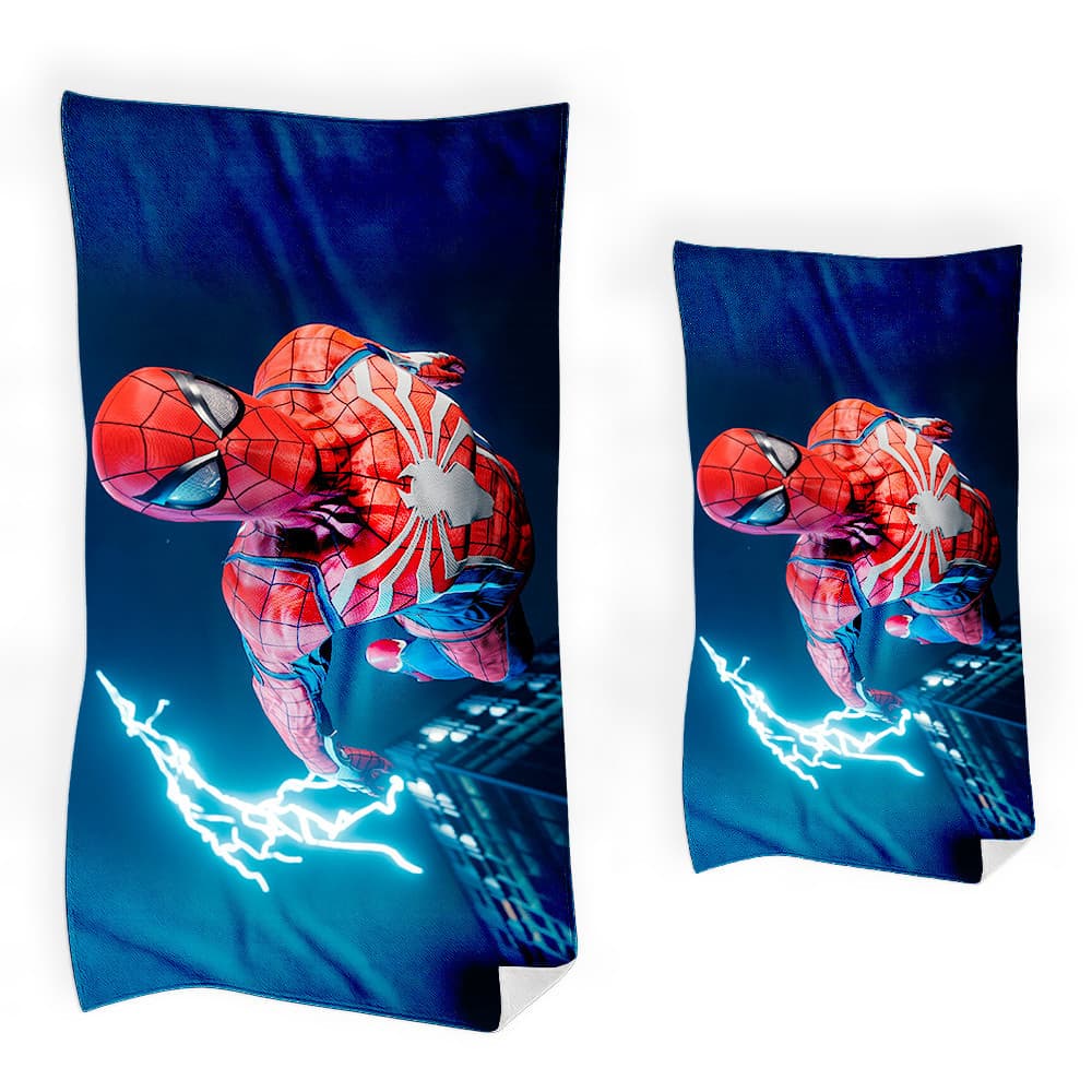 Toalha de Banho Homem Aranha City - Kit Toalha de Banho + Rosto infantil felpuda Homem Aranha City < *
