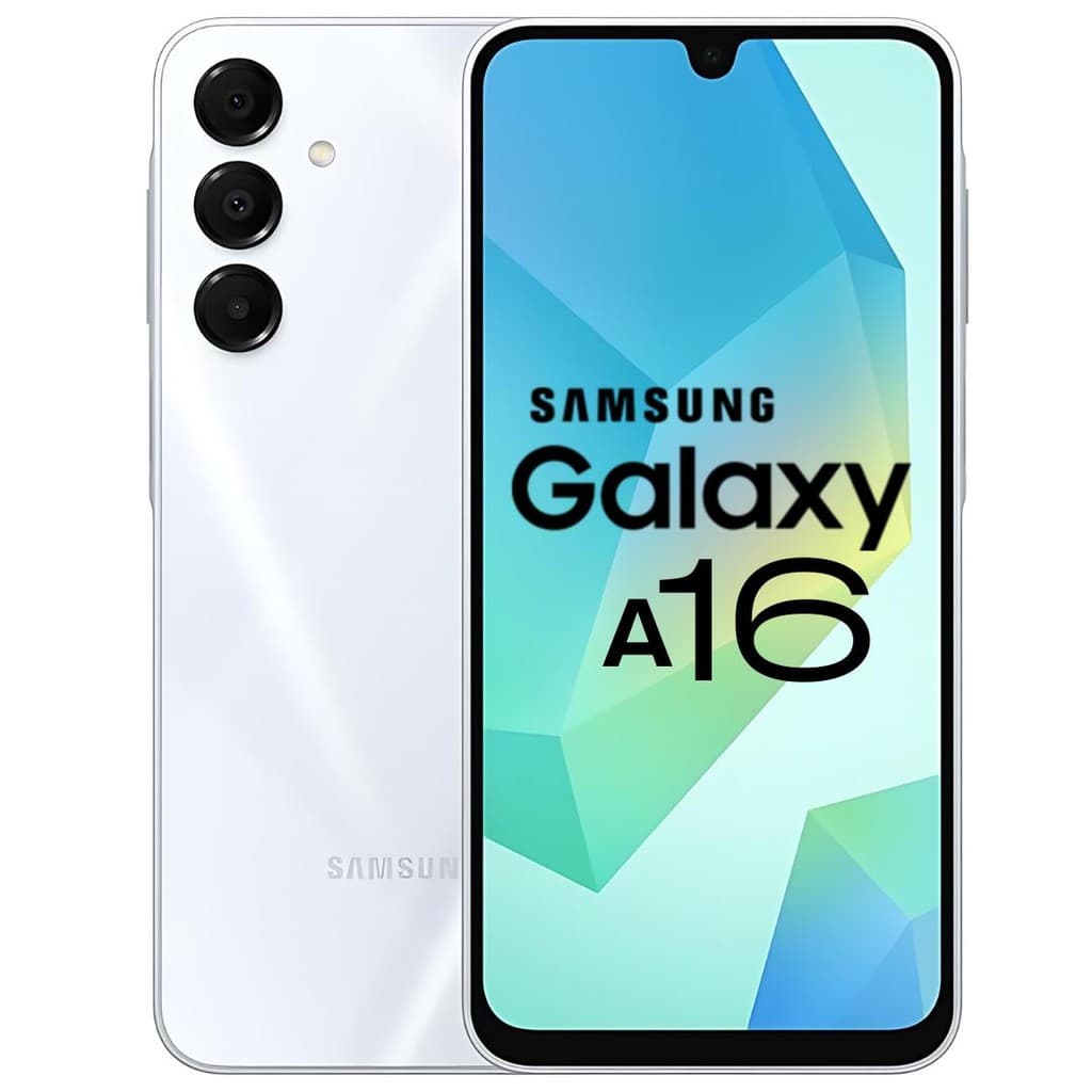 Smartphone Samsung Galaxy A16 4G branco com câmera tripla e tela Super AMOLED