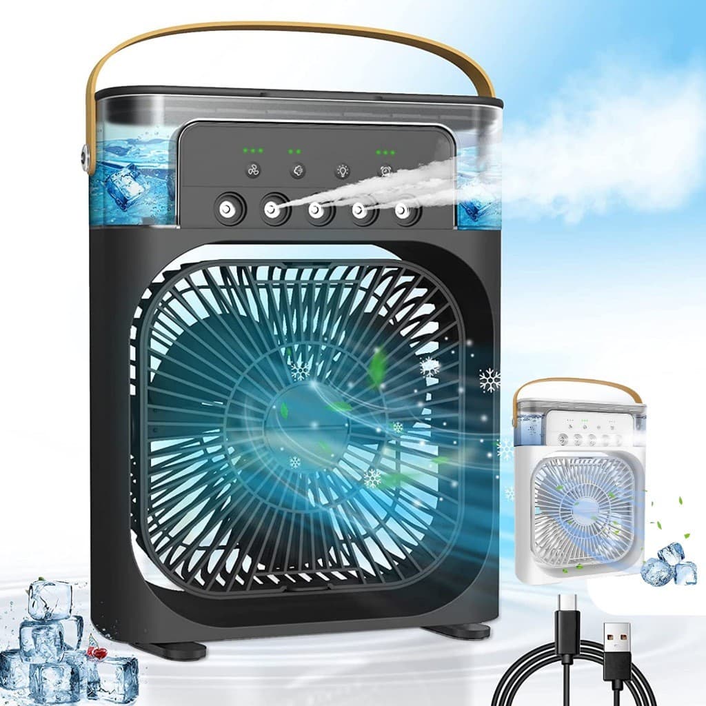 Mini ar condicionado climatizador umidificador ventilador portátil USB LED para quarto sala escritório
