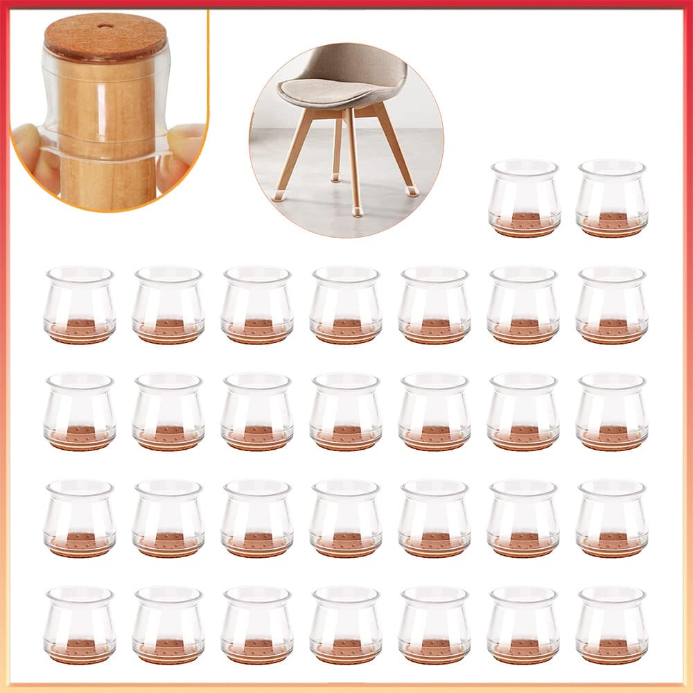 30 peças Kit Protetor De Pé Para Cadeira E Mesa Móveis Silicone,Feltro Não Risca Transparente Pés Pezinho Pernas Capas