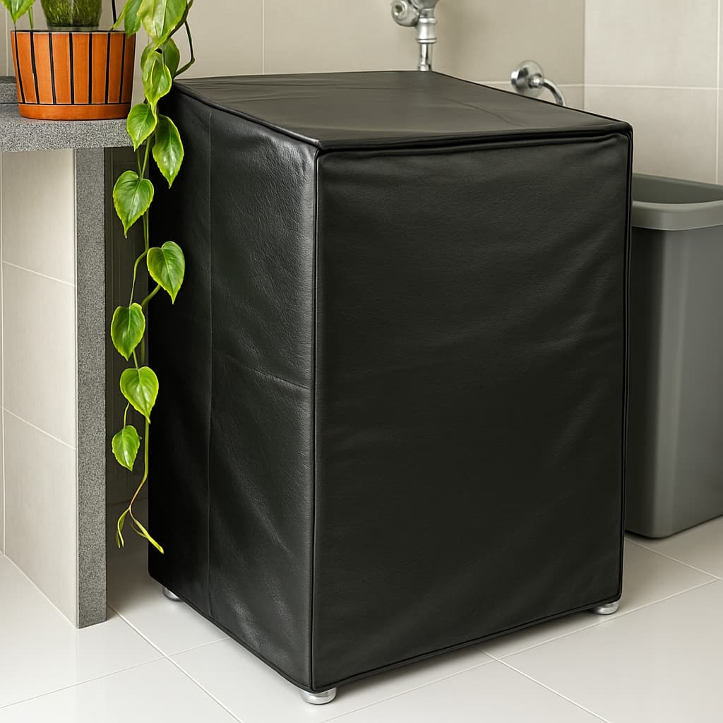 Capa impermeável preta para máquina de lavar roupas de couro sintético, 13kg a 15kg