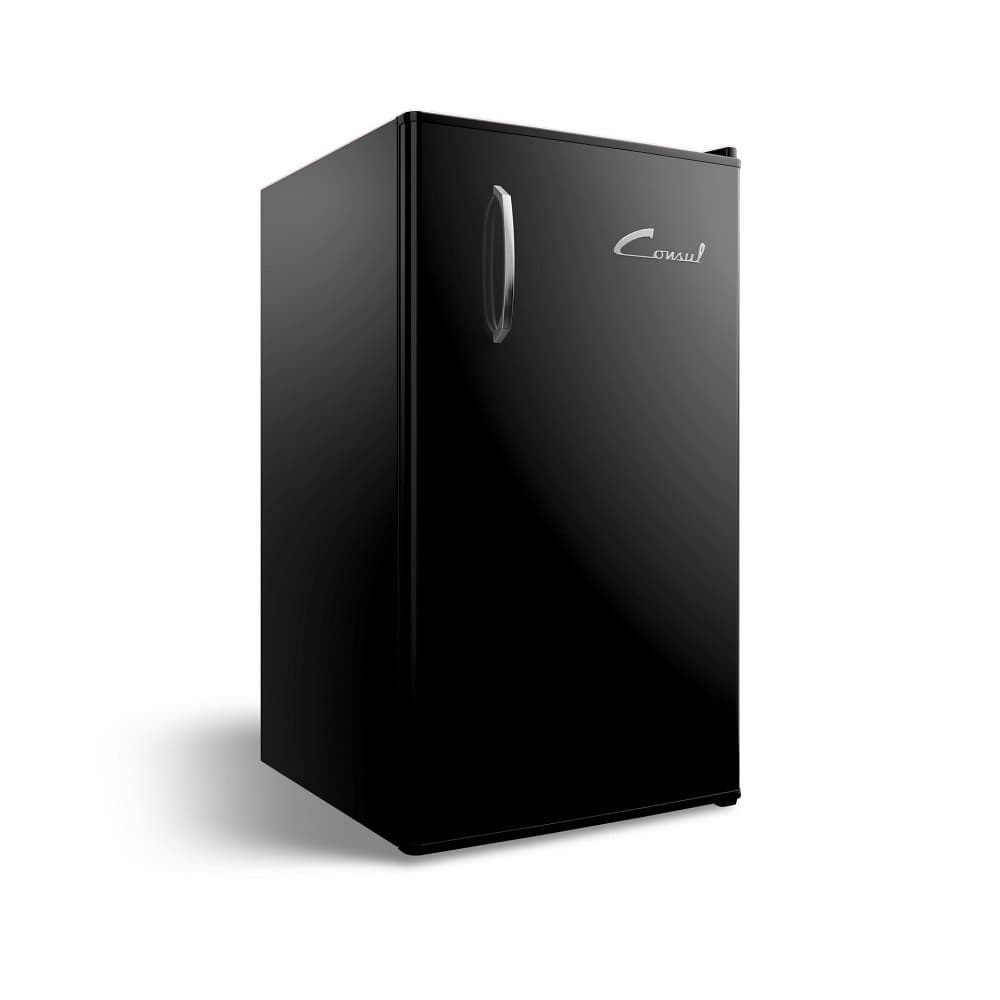 Frigobar Consul Retrô CRA12AE 117L preto com porta de vidro e logo Consul