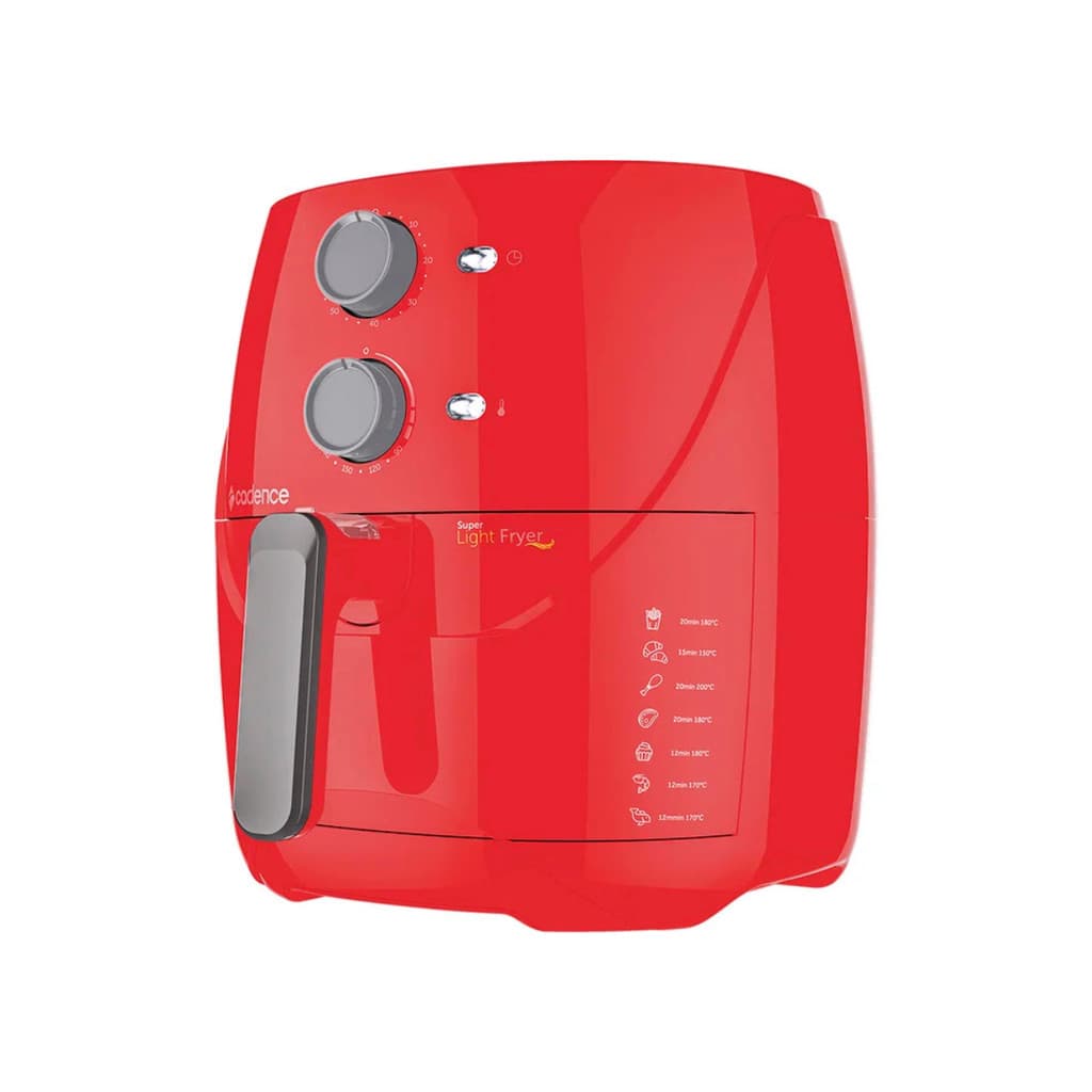 Fritadeira Air Fryer Cadence 3,2L FRT551 Vermelho 127V com controles visíveis