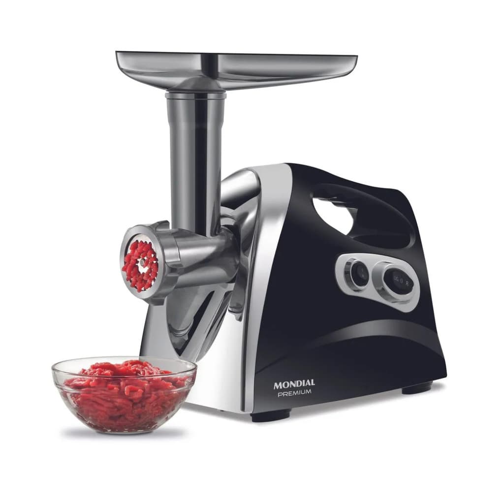 MOEDOR DE CARNE ELÉTRICO MONDIAL PREMIUM 500W MC-03 PRETO/INOX 127V