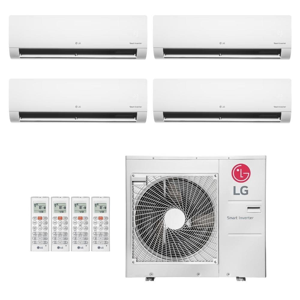 Ar-condicionado multi split inverter LG 30.000 com quatro evaporadoras e uma unidade externa branca