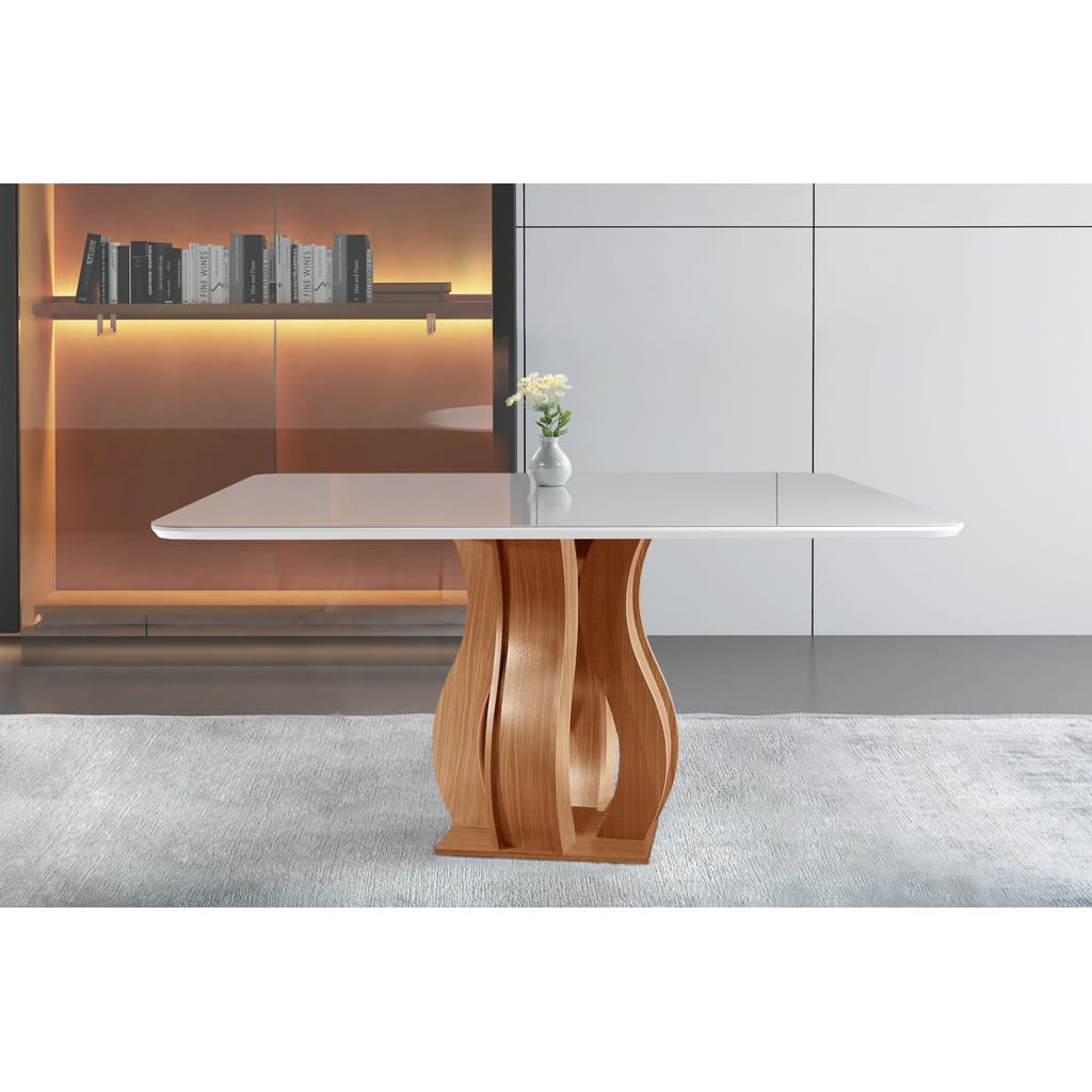Mesa 8 Lugares Tampo Vidro/MDF Sala de Jantar 135x135cm Nuance Yescasa 8