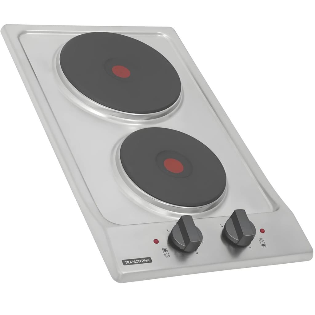 Cooktop elétrico inox Tramontina 2 queimadores 220V branco