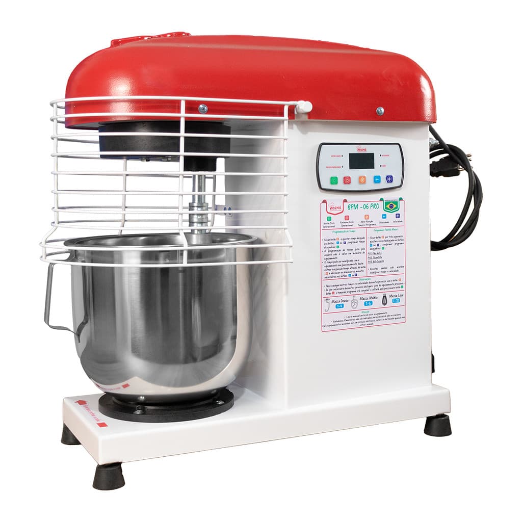 Batedeira Industrial Planetaria 6l Bpm-6 Inteligente Mana Vermelho