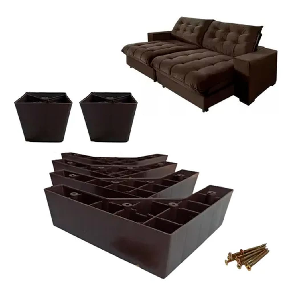 Kit 4 Pes Para Sofa Retrátil, Pé De Sofá 17cm + Brinde