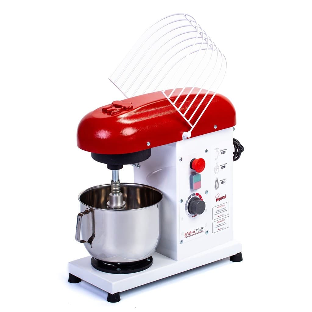 Batedeira Com Pedestal Industrial Maná Semi Industrial Bpm-06 Plus Branca E Vermelha 127/220 v