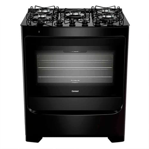 Fogão Consul 5 Bocas CFS5VBE Preto com Mesa de Vidro