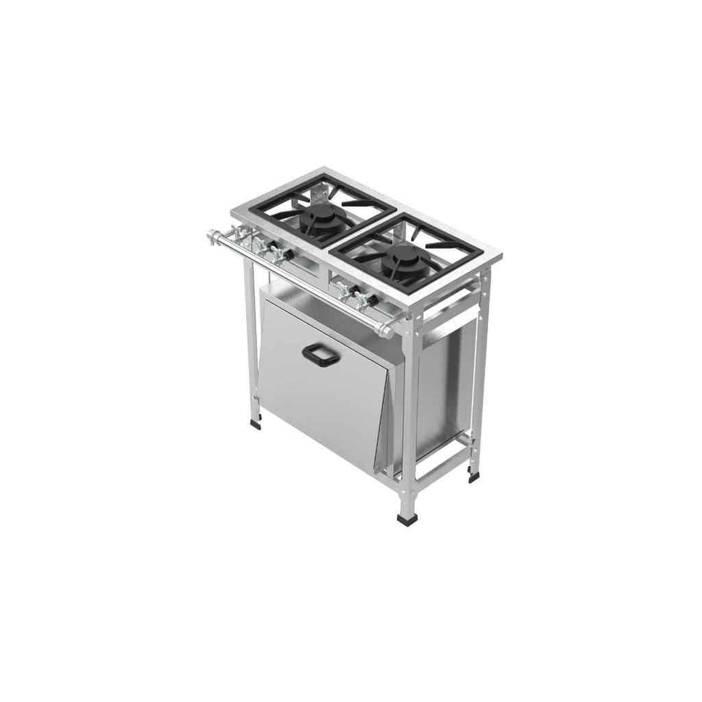 Fogão Industrial 2 Bocas com Forno Inox Baixa Pressão A Gás Fast Gourmet em aço inoxidável